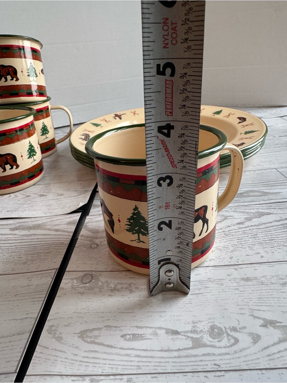 Enamelware Woodland Moose and Bass Dinnerware Collection with Red Accents Set - Picture 9 of 9
